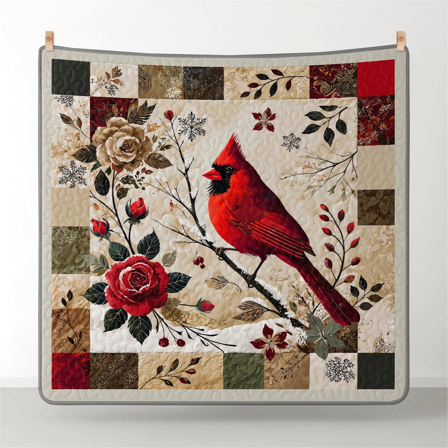 Pajabear Quilt 3-Piece Set Cardinal Crimson Winter