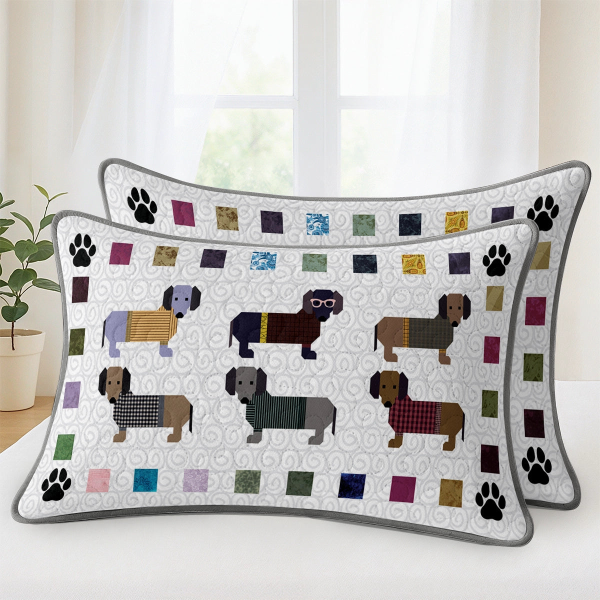 Pajabear Quilt 3-Piece Set Dachshund Paws and Patches