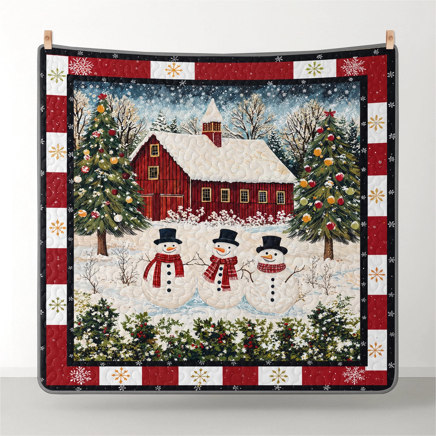Pajabear Quilt 3-Piece Set Country Christmas Charm