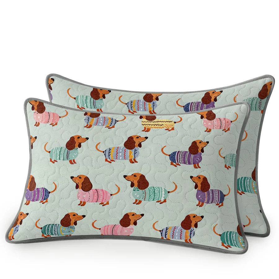 Pajabear Quilt 3-Piece Set Colorful Dachshunds