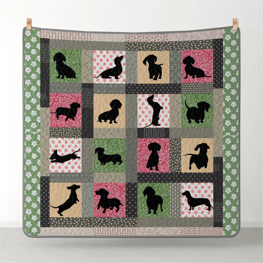Pajabear Quilt 3-Piece Set Playful Dachshunds