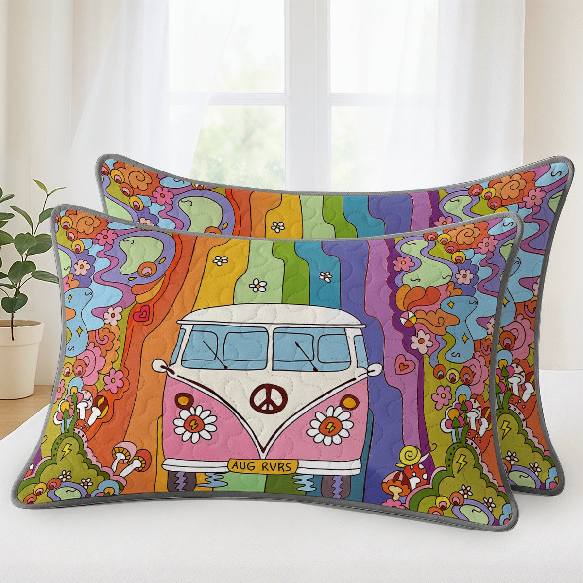 Pajabear Quilt 3-Piece Set Rainbow Hippie Van