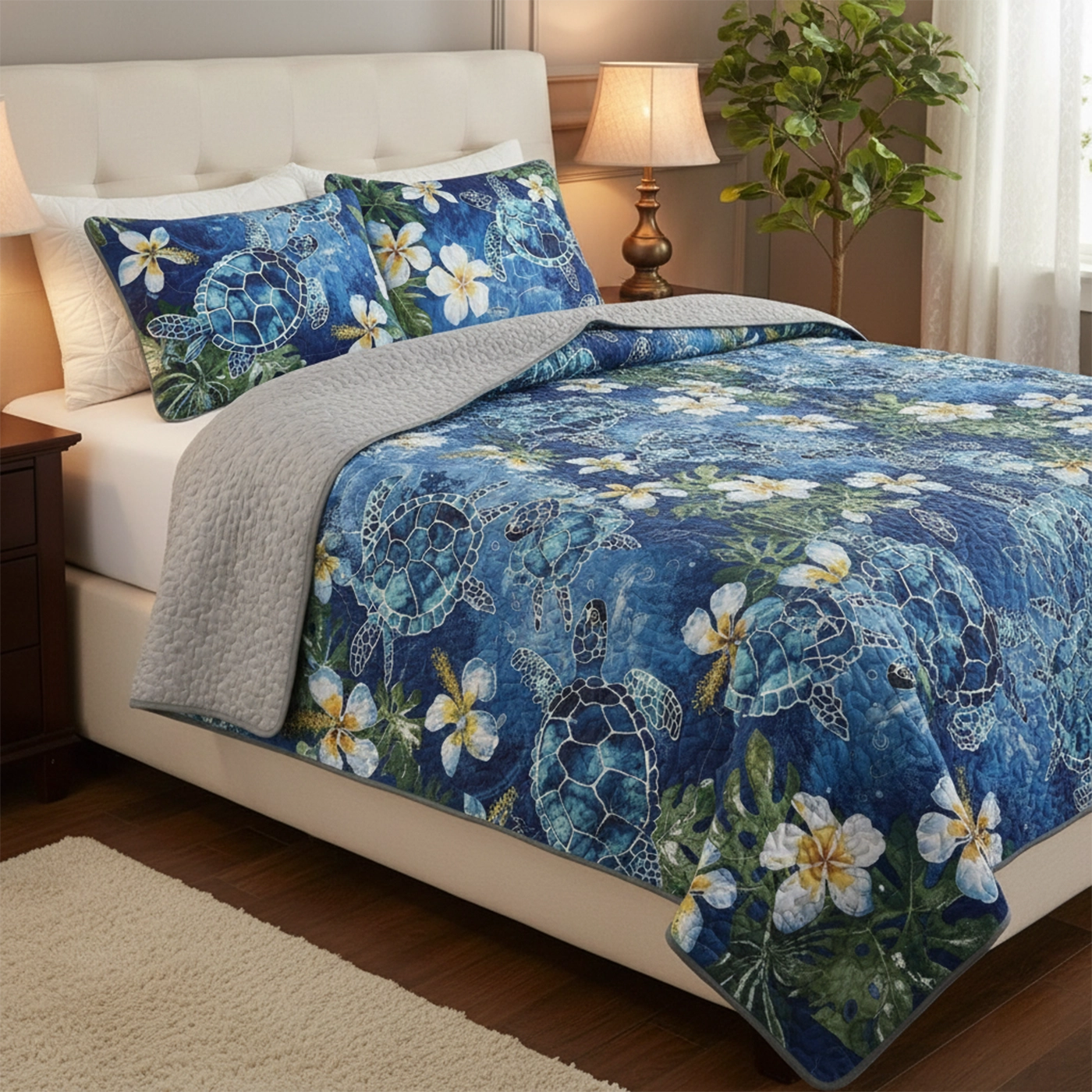 Pajabear Quilt 3-Piece Set Tropical Sea Turtle Paradise