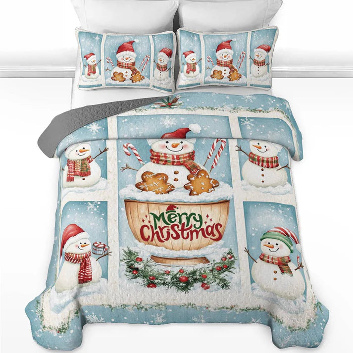Pajabear Quilt 3-Piece Set Merry Snowman