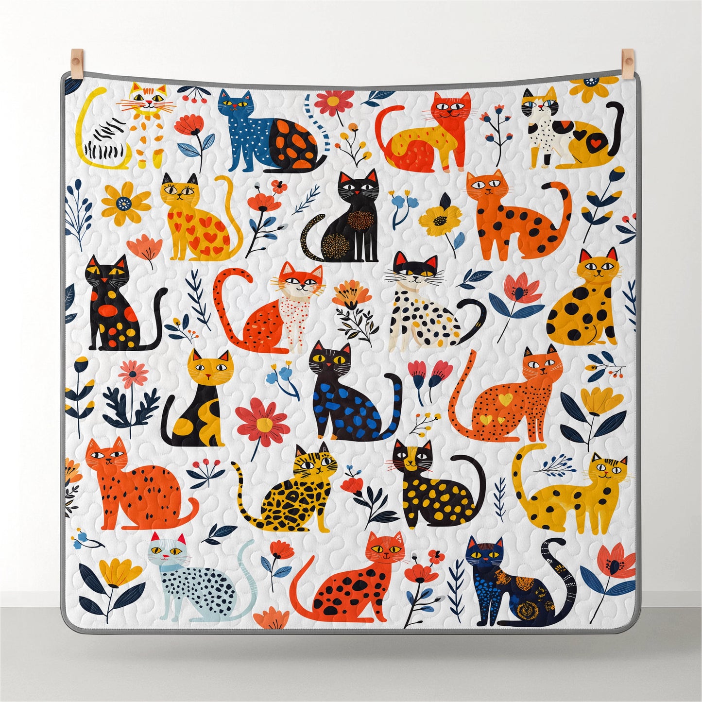 Pajabear Quilt 3-Piece Set Purrfectly Feline With Floral