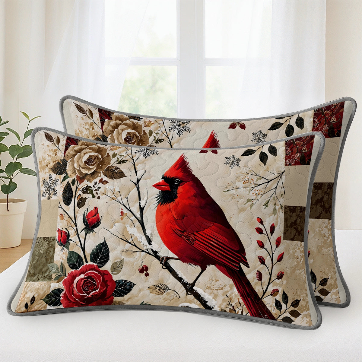 Pajabear Quilt 3-Piece Set Cardinal Crimson Winter