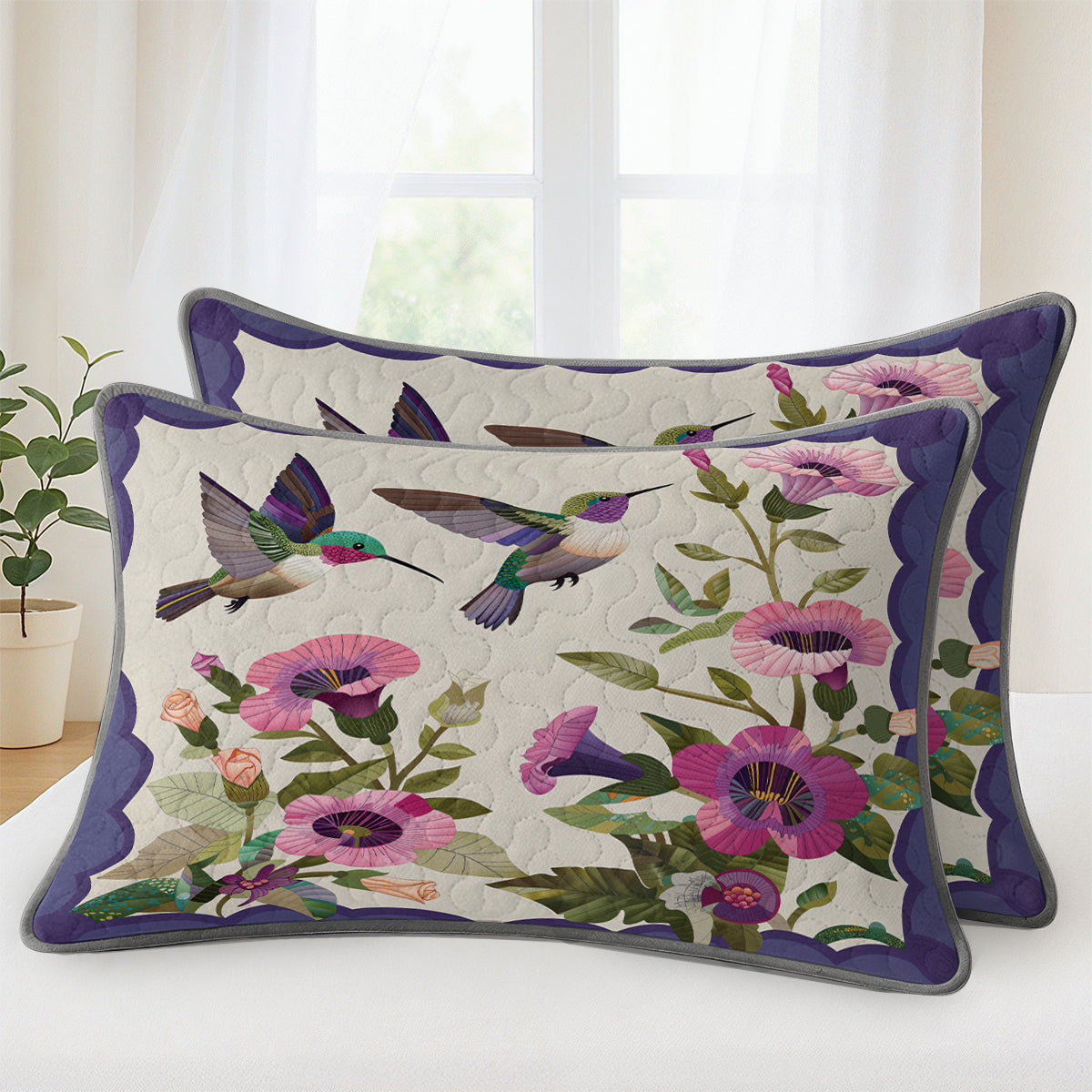 Pajabear Quilt 3-Piece Set Hummingbird Garden