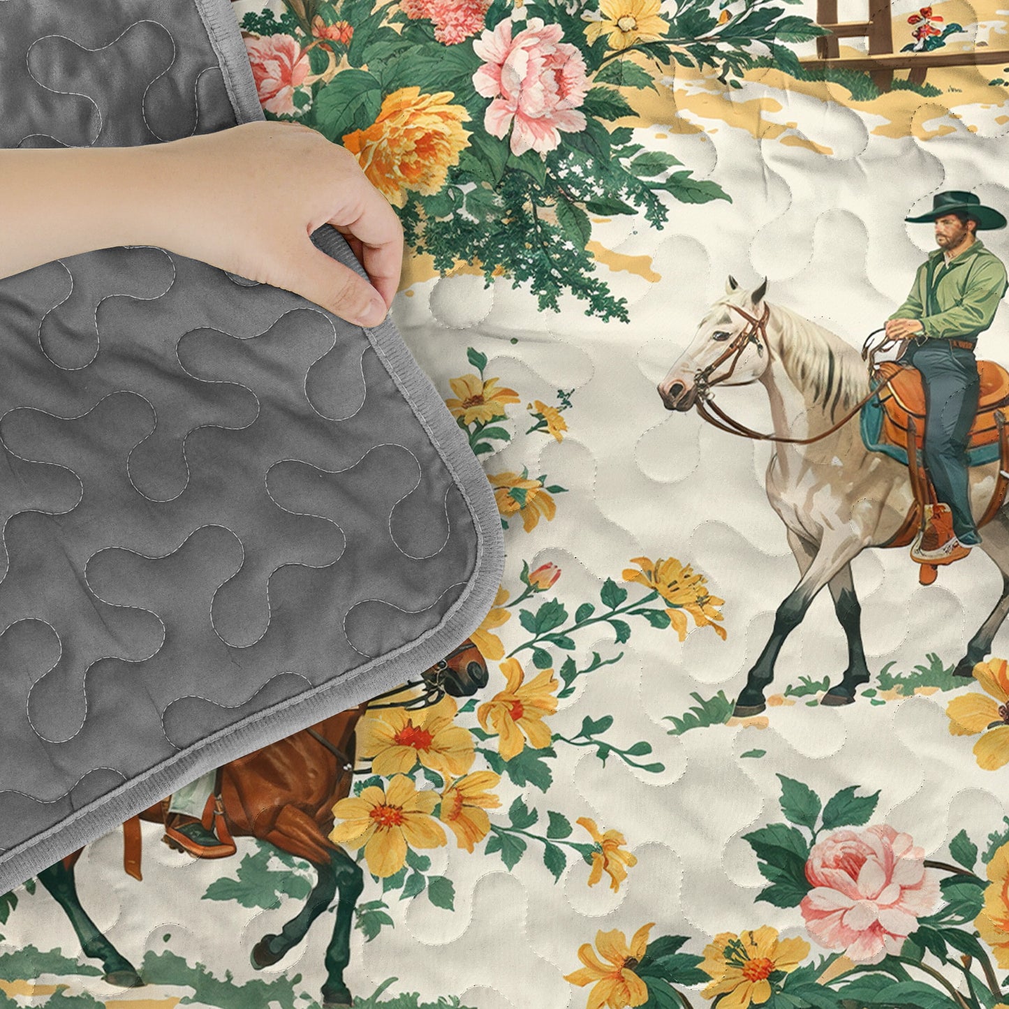 Pajabear Quilt 3-Piece Set Cowboy Flower