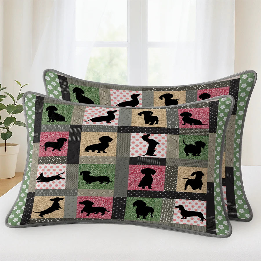 Pajabear Quilt 3-Piece Set Playful Dachshunds