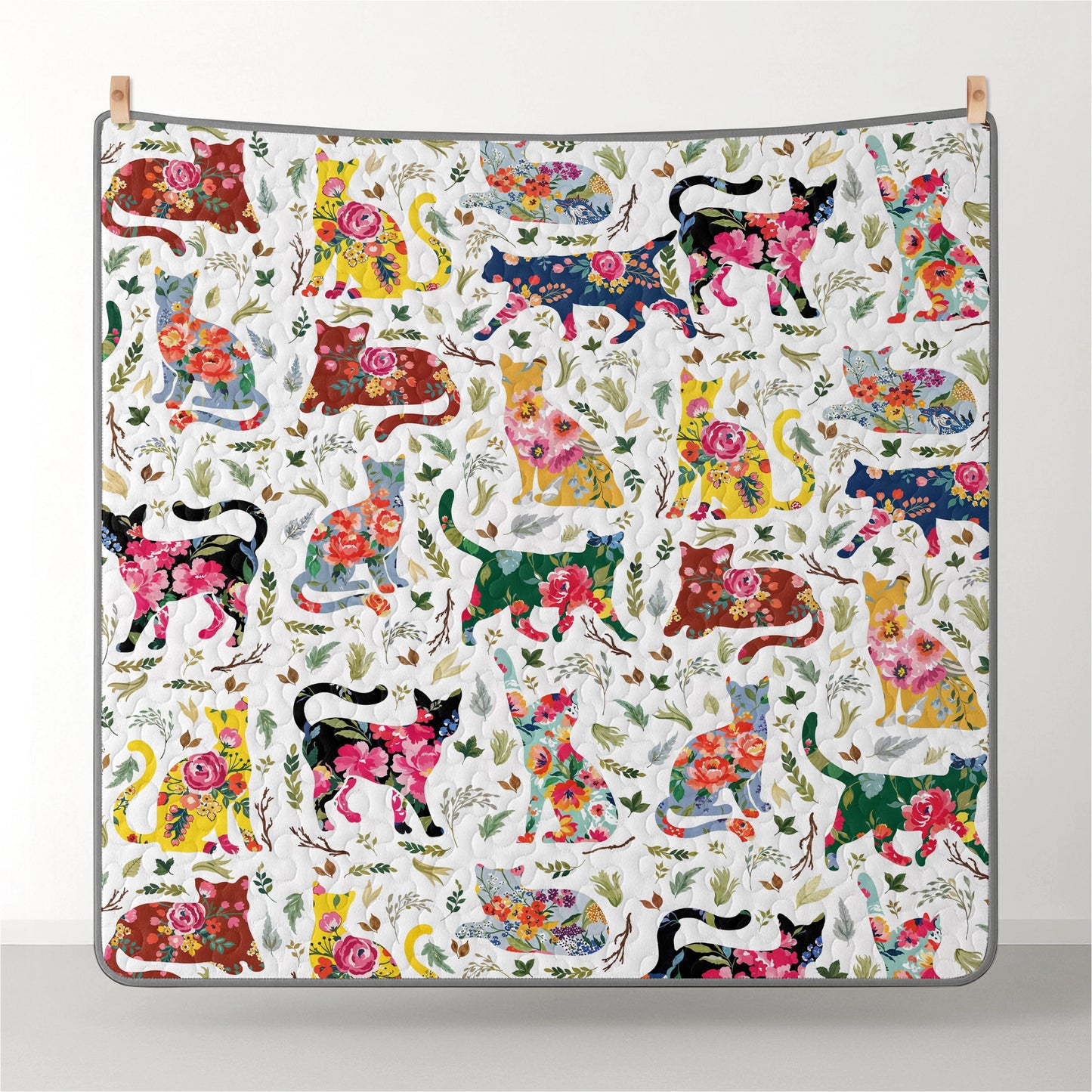 Pajabear Quilt 3-Piece Set Cat Floral
