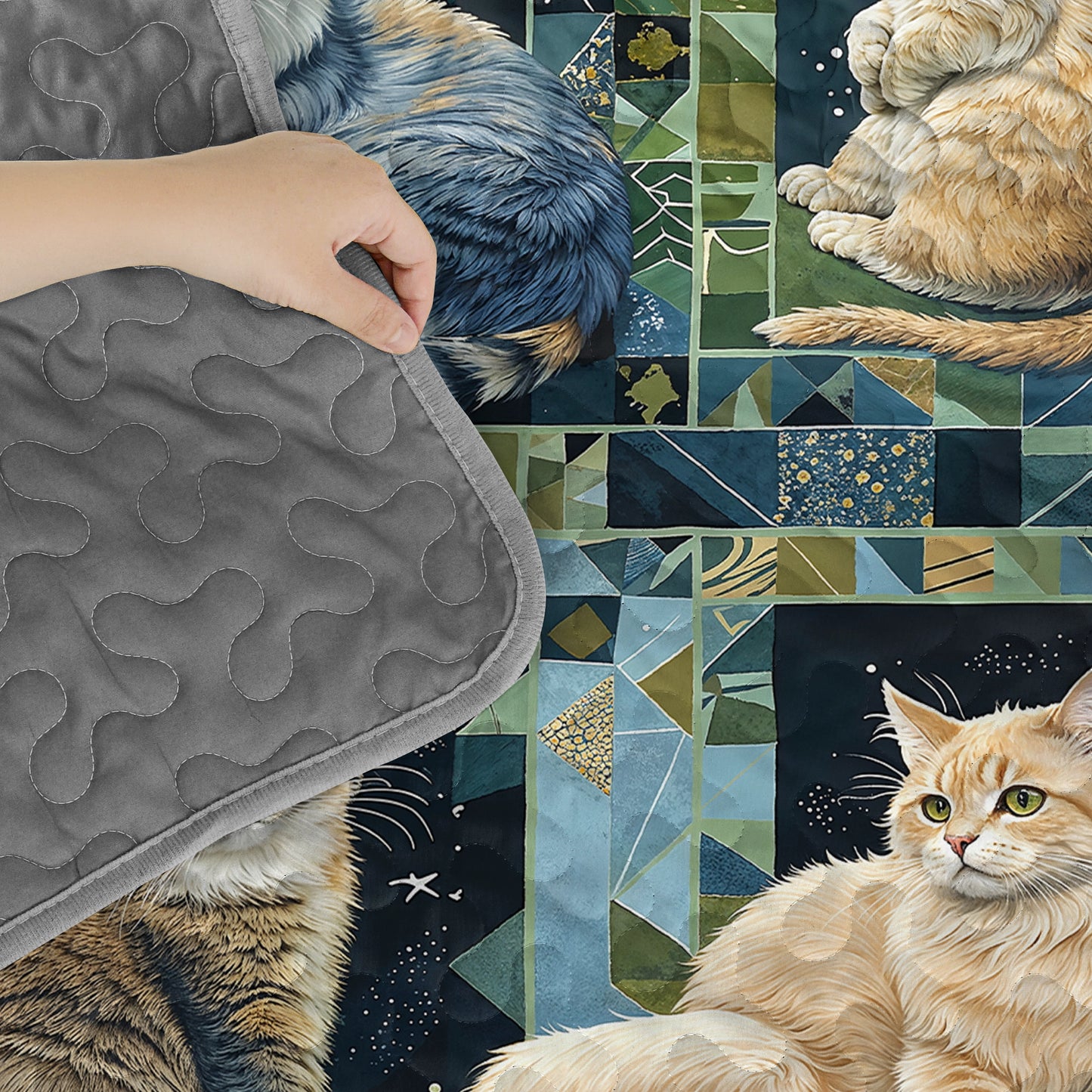 Pajabear Quilt 3-Piece Set Cat Purrfect Companions