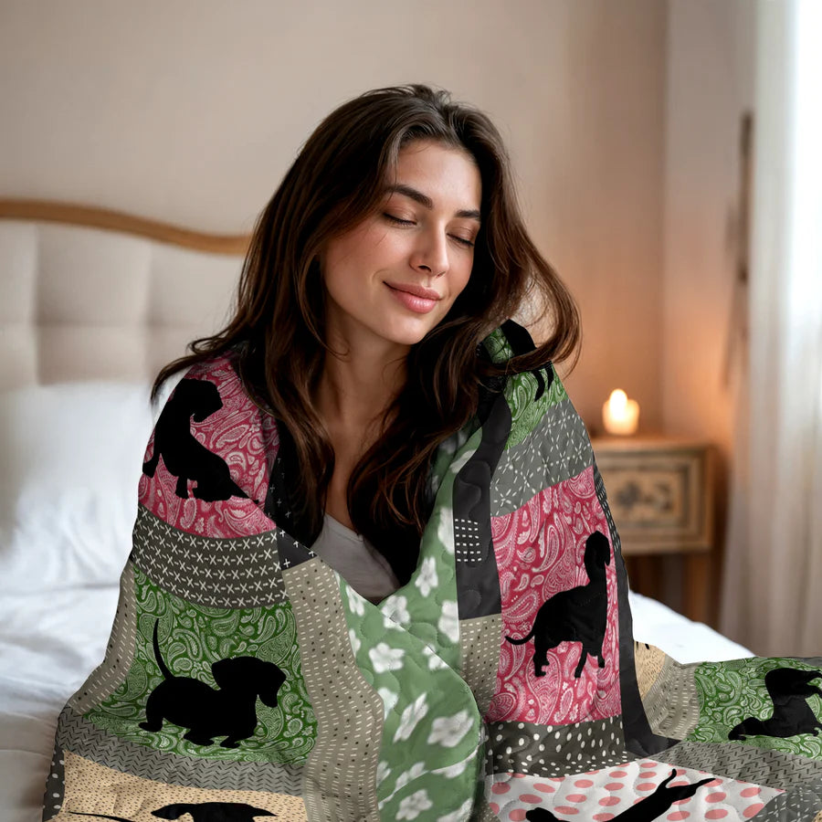 Pajabear Quilt 3-Piece Set Playful Dachshunds