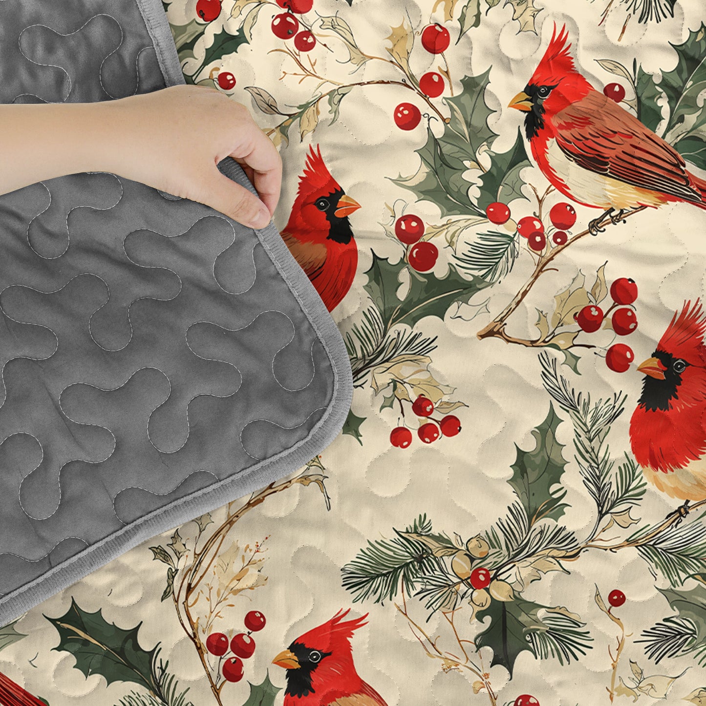 Pajabear Quilt 3-Piece Set Winter Cardinal Harmony