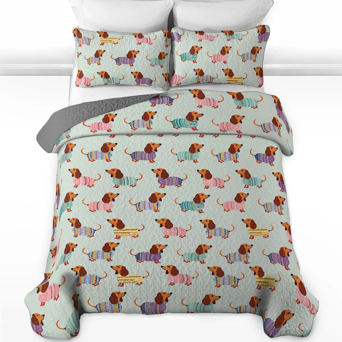 Pajabear Quilt 3-Piece Set Colorful Dachshunds