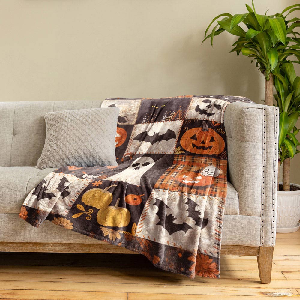 Pajabear Fleece Blanket Spooky Patchwork