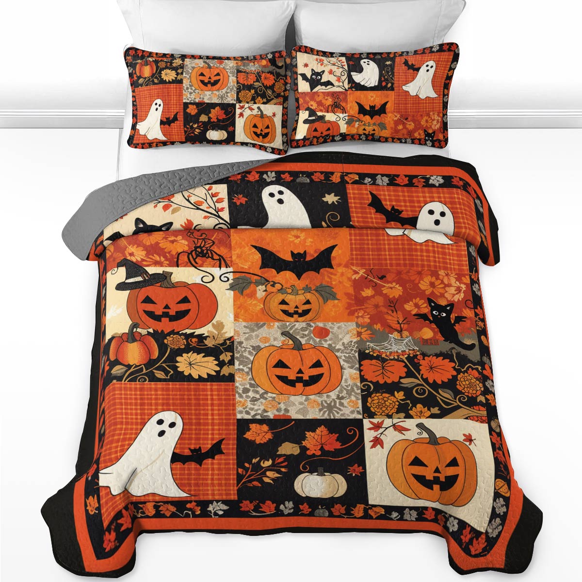 Pajbear All Season Quilt 3-Piece Set Patchwork Spooks