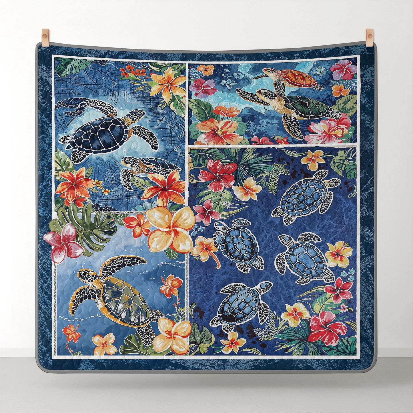 Pajabear Quilt 3-Piece Set Hibiscus Gentle Sea Turtle