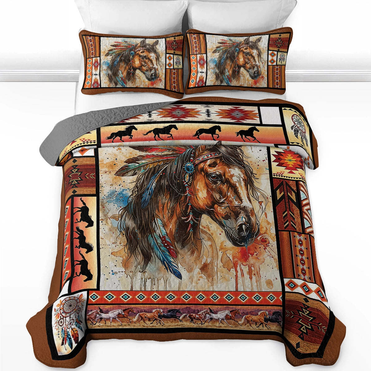 Pajabear Quilt 3-Piece Set Tribal Horse