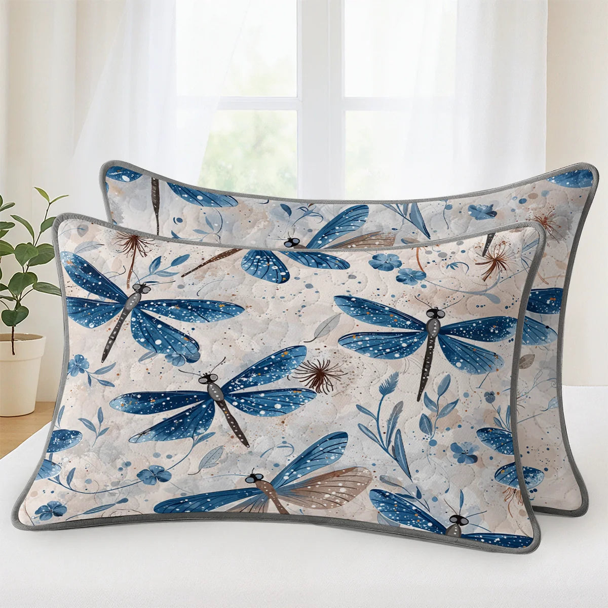 Pajabear Quilt 3-Piece Set Blue Dragonfly Whispers
