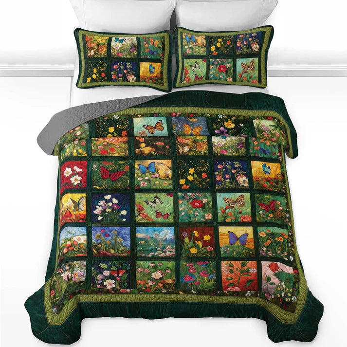 Pajabear Quilt 3-Piece Set Butterfly Garden