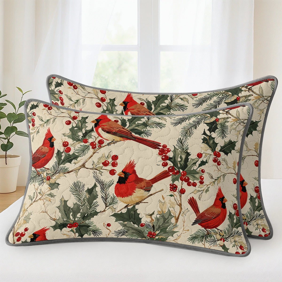 Pajabear Quilt 3-Piece Set Winter Cardinal Harmony