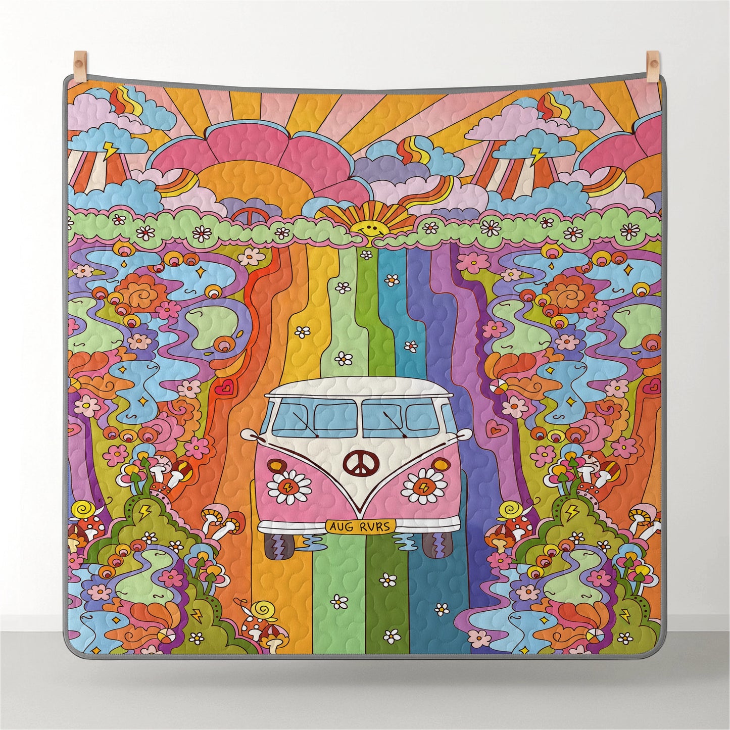 Pajabear Quilt 3-Piece Set Rainbow Hippie Van