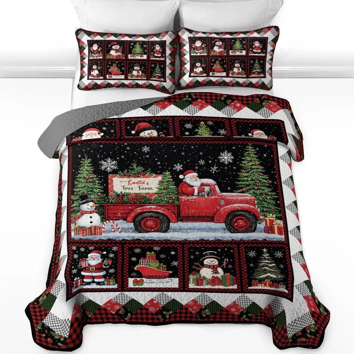 Pajabear Quilt 3-Piece Set Santa's Tree Farm