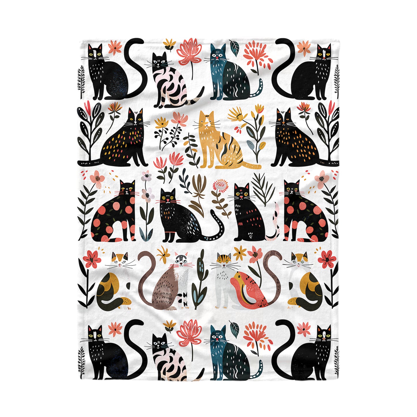 Pajabear Fleece Blanket Botanical Cat Bliss