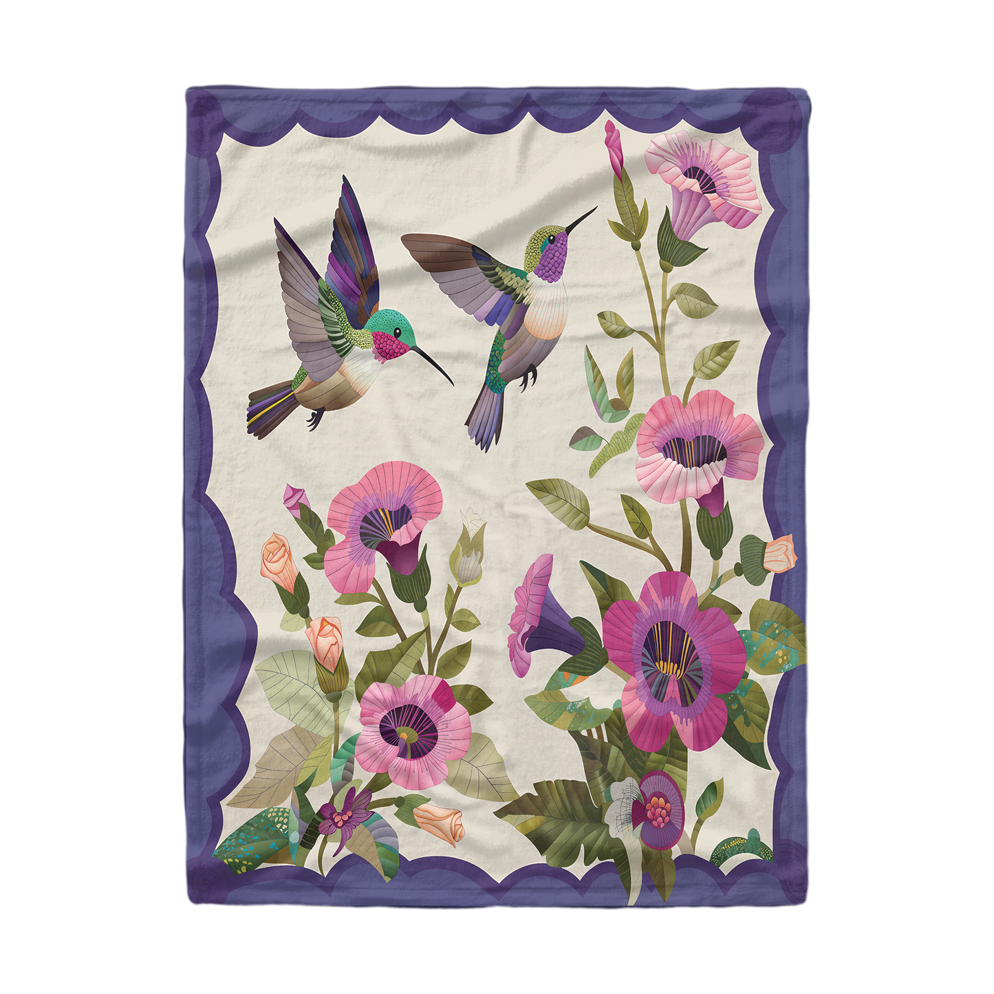 Pajabear Fleece Blanket Hummingbird Garden