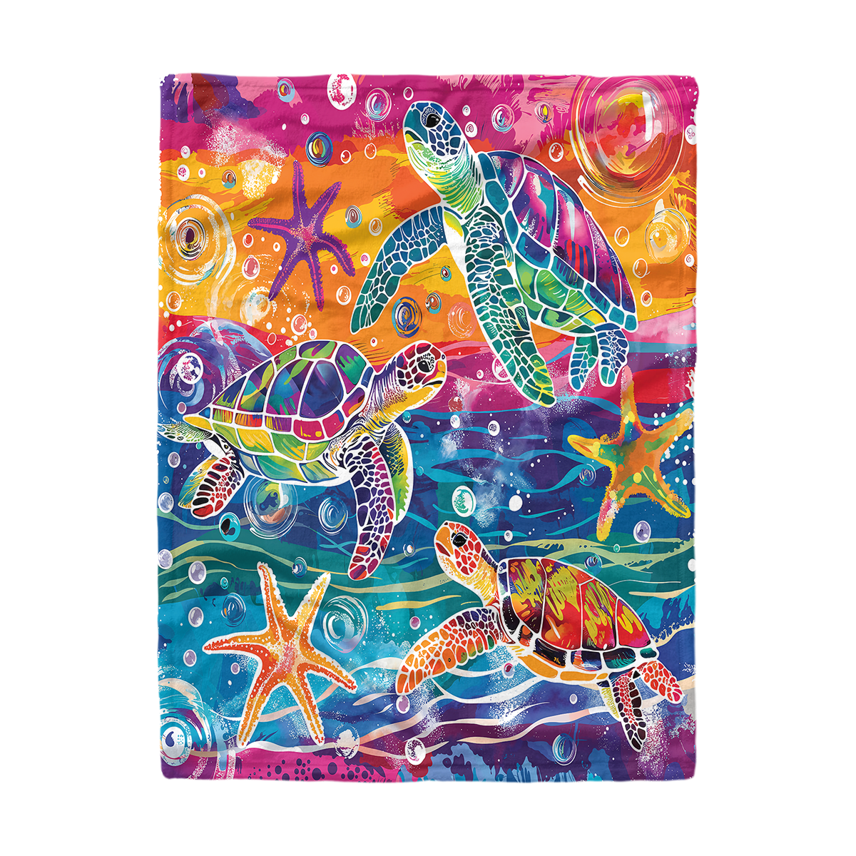 Pajabear Fleece Blanket Turtle Rainbow