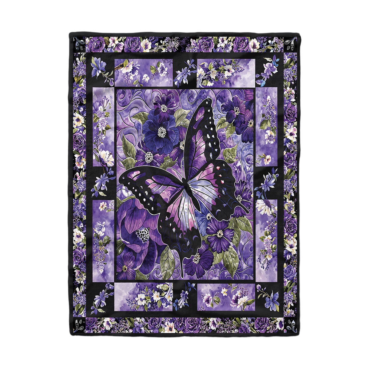 Pajabear Fleece Blanket Gorgeous Purple Butterfly Flowers