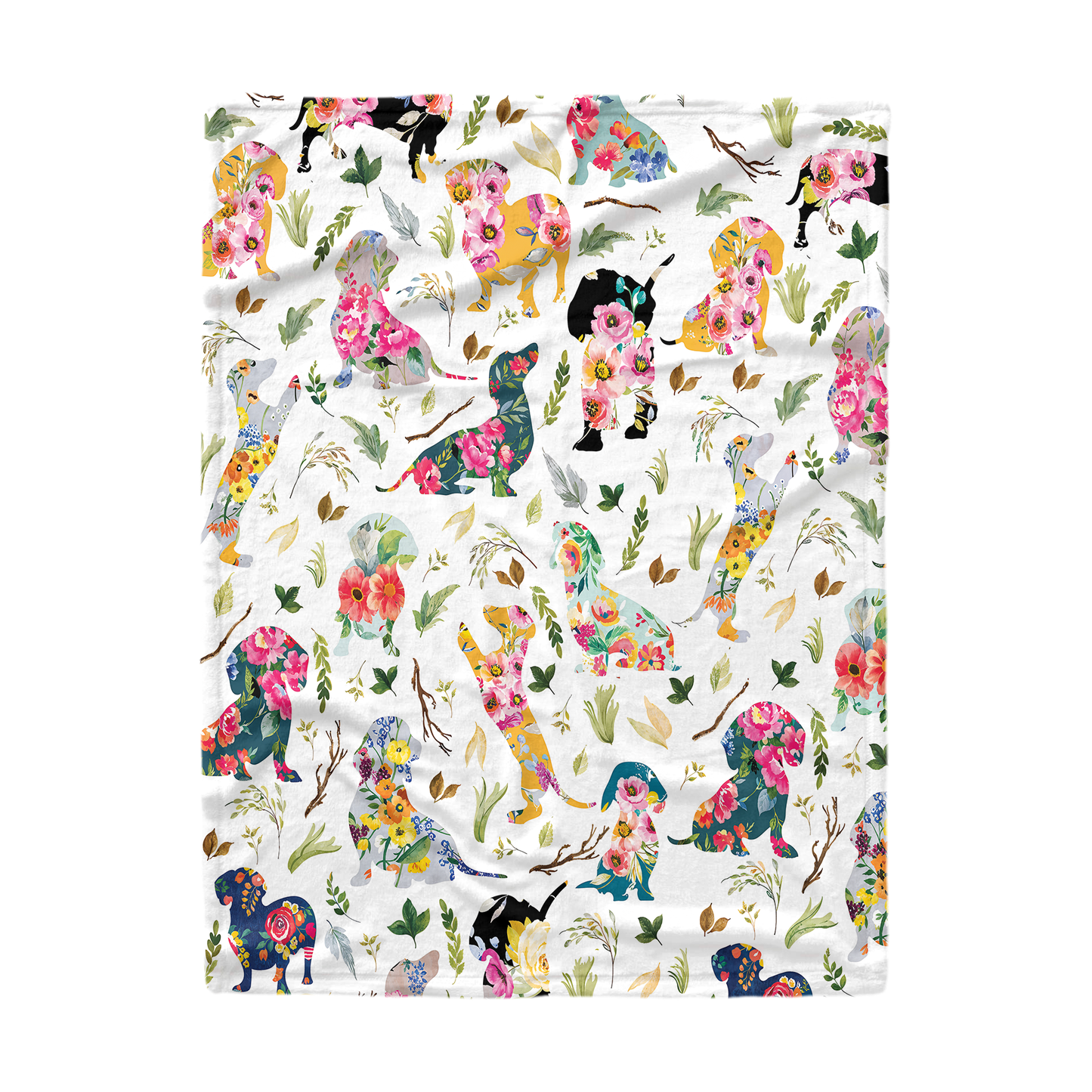 Pajabear Fleece Blanket Dachshund Flower