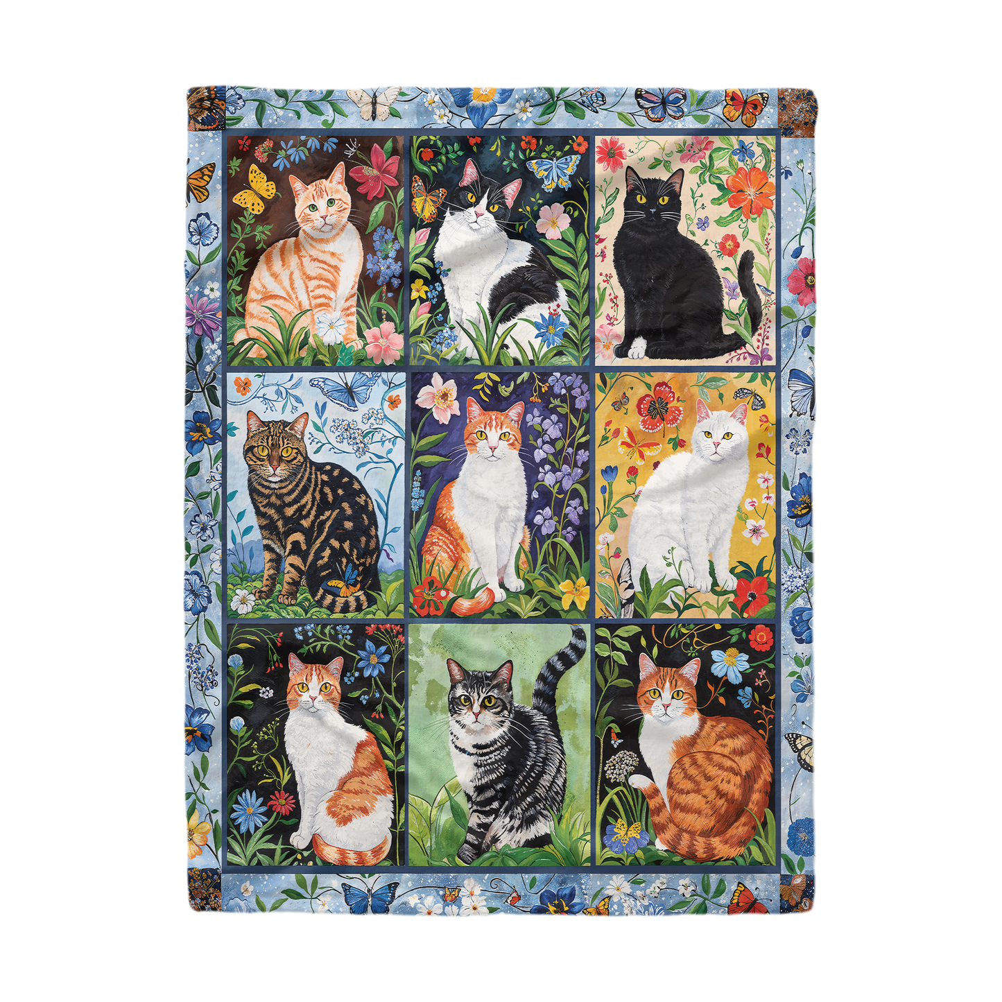 Pajabear Fleece Blanket Cat Floral Felines