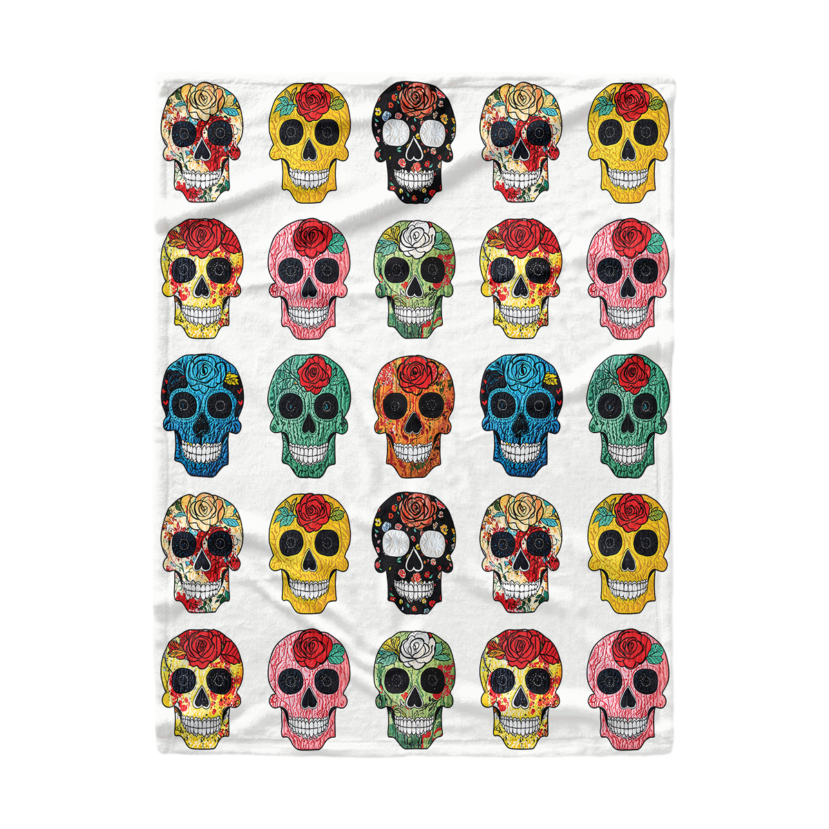 Pajabear Fleece Blanket Colorful Sugar Skull Roses