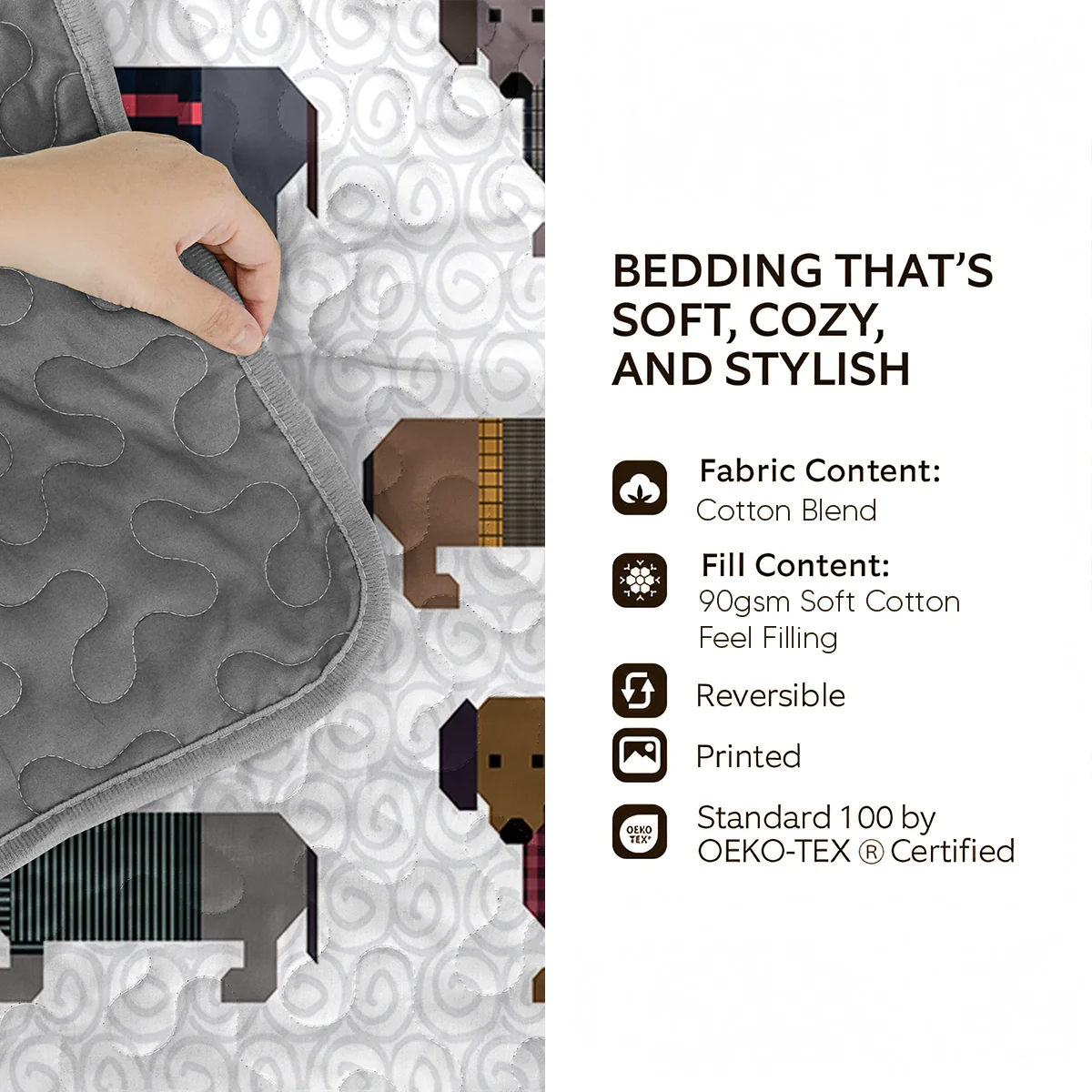 Pajabear Quilt 3-Piece Set Reading Is Dreaming With Your Eyes Open