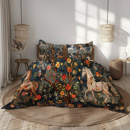 Pajabear 3 Pieces Duvet Cover Set Mystery Horses