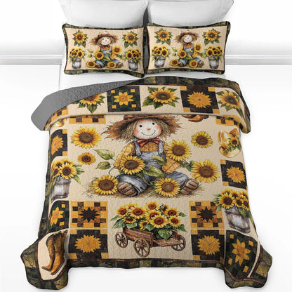 Pajabear Quilt 3-Piece Set Peaceful Farmhouse Sunflower