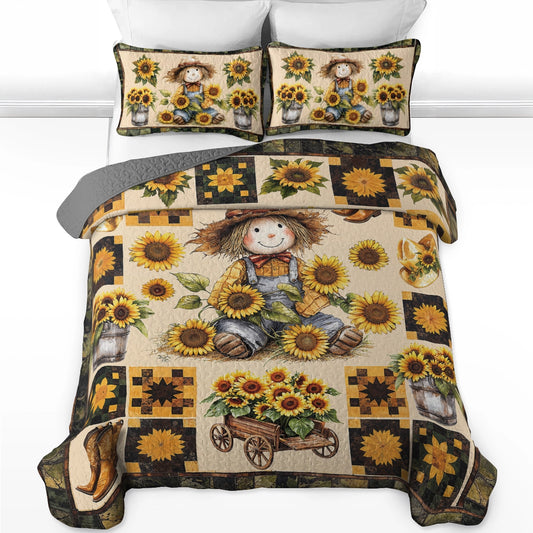 Pajabear Quilt 3-Piece Set Peaceful Farmhouse Sunflower