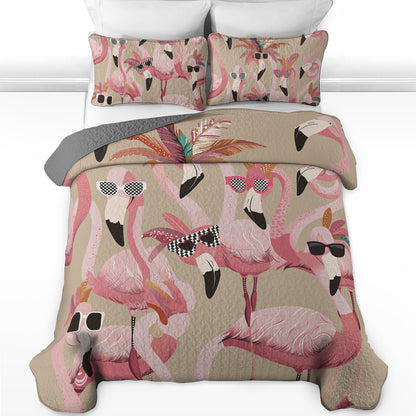 Pajabear Quilt 3-Piece Set Funky Flamingo