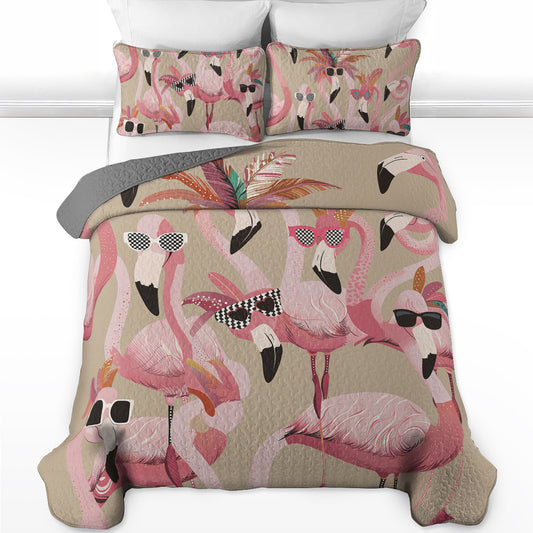 Pajabear Quilt 3-Piece Set Funky Flamingo