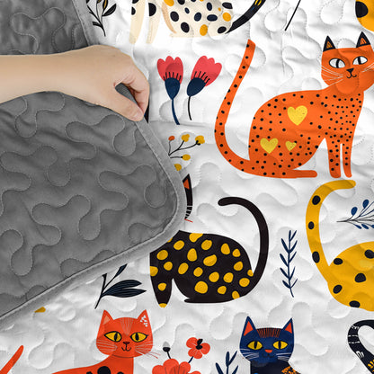 Pajabear Quilt 3-Piece Set Purrfectly Feline With Floral