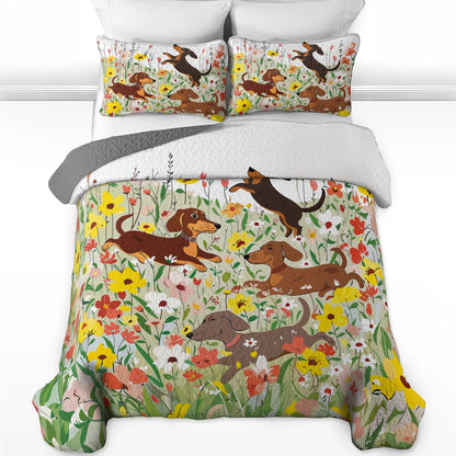Pajabear Quilt 3-Piece Set Spring Pup Joy
