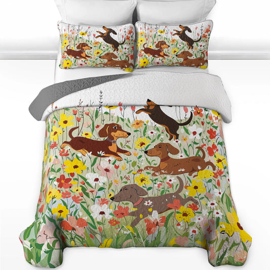Pajabear Quilt 3-Piece Set Spring Pup Joy