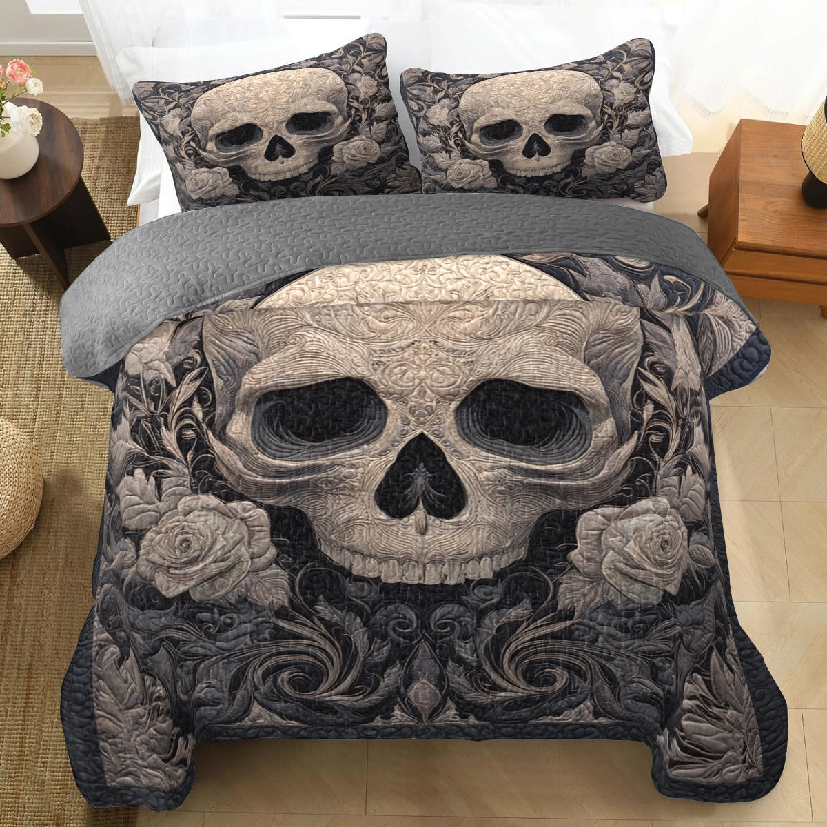 Pajabear Quilt 3-Piece Set Baroque Shadow Skull