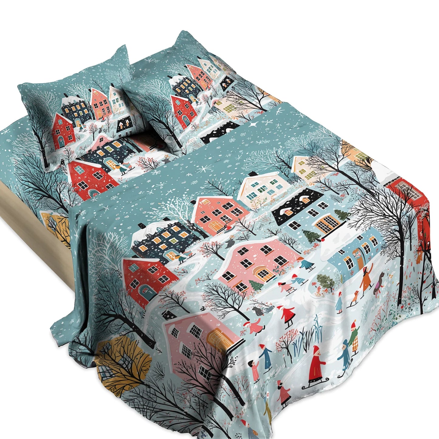 Pajabear 4-Piece Bed Sheet Set - Christmas Winter Wonderland