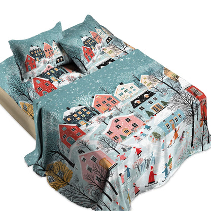 Pajabear 4-Piece Bed Sheet Set - Christmas Winter Wonderland