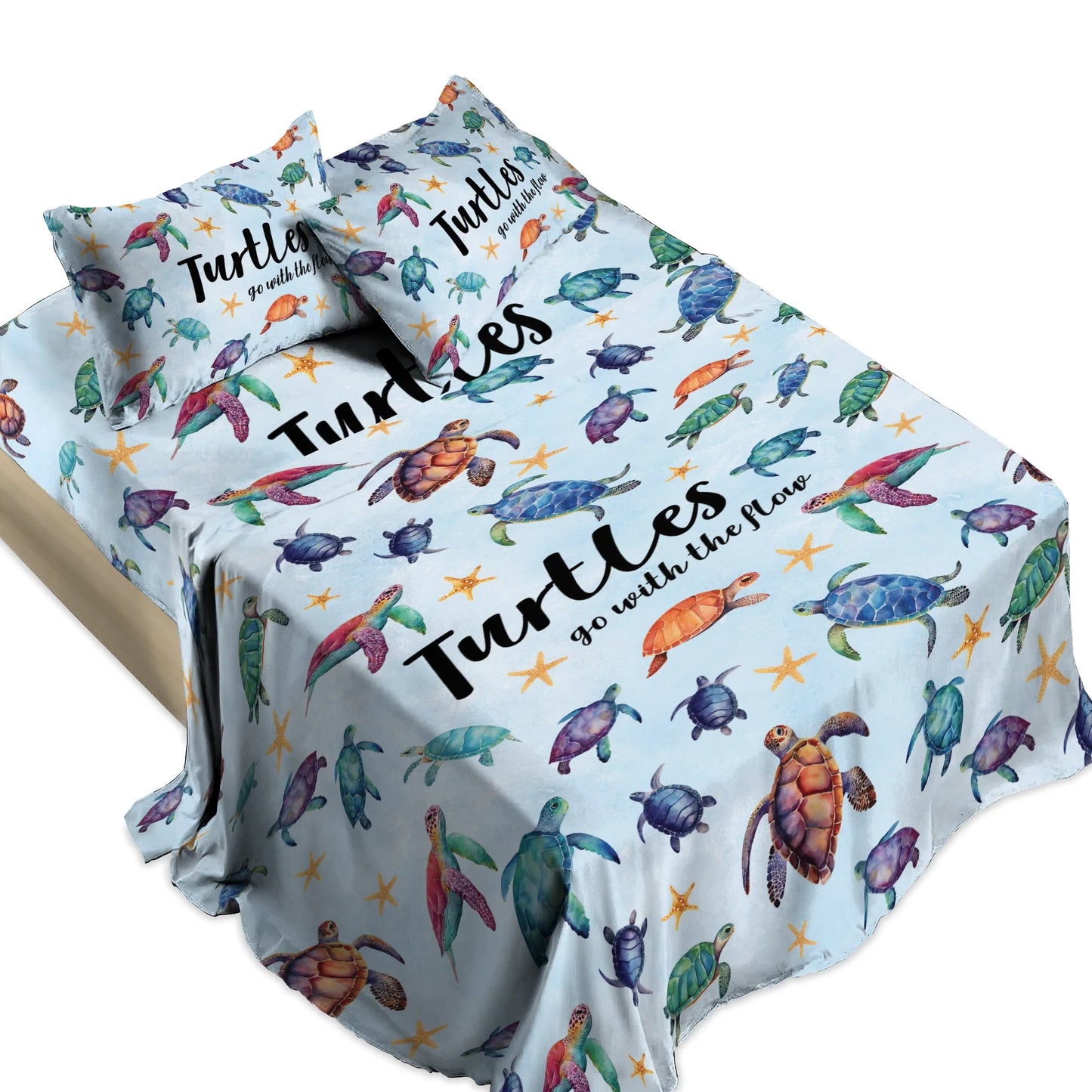Pajabear 4-Piece Bed Sheet Set - Sea Turtle Go With The Flow