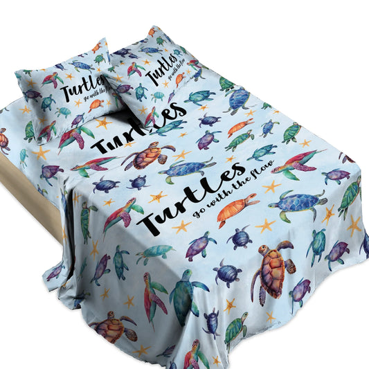 Pajabear 4-Piece Bed Sheet Set - Sea Turtle Go With The Flow