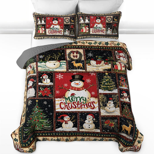 Pajabear Quilt 3-Piece Set Snowman's Cozy Christmas