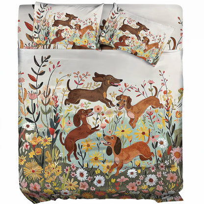 Pajabear 4-Piece Bed Sheet Set - Dachshund Floral
